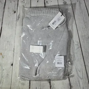WeWoreWhat‎ Pull On Sweater Shorts L Gray Chunky Knit Drawstring Loungewear thumbnail 7