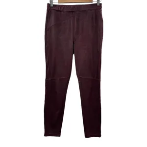Free People Midnight Burgundy Faux Suede High Rise‎ Ankle Leggings Size S thumbnail 2