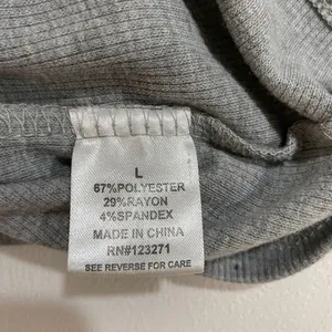 Orange Kiss Boston Ribbed Baby Tee Gray Short Sleeve Fitted Top Size L thumbnail 9