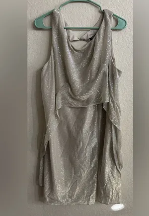 SLNY Elegant Gold Sleeveless Dress thumbnail 1