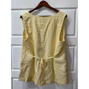 Loft Butter Yellow Linen Blend Button Front Vest Top XL Minimalist Coastal thumbnail 5