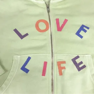 WILDFOX Love Life Kinley Hoodie Cropped Jacket Zip‎ Front Green Size Small New thumbnail 8