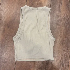 ZARA WOMEN'S RIBBED HIGH NECK TANK CROP TOP SLEEVELESS TAN SIZE M - Minimalist thumbnail 3