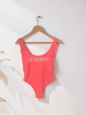 Aerie Go Coconuts Coral Pink Scoop One Piece Swimsuit Size XL thumbnail 2