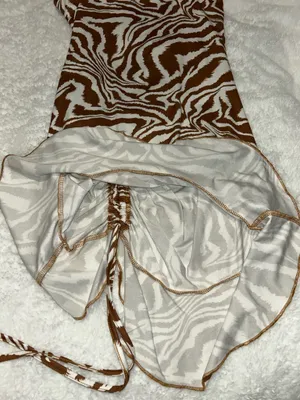 SheIn Brown and White Zebra Print Dress With Drawstring thumbnail 11