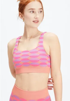 Fabletics Dottie Geo Seamless Active Workout Sports Bra Pink Purple Womens Small thumbnail 1