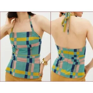 Anthropologie Eva Franco Mod Plaid Halter Top W2311 Sz XS thumbnail 2