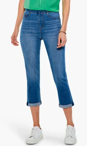 Liverpool Chloe Pull-On Jeans Womens 4 Blue Crop Cantrell Stretch Denim thumbnail 1