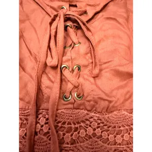 NWT Boho Lace Up Peplum Cami Top Rust Orange Crochet Waist Angie Small thumbnail 8