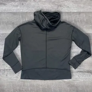The North Face Funnel Neck Grey Sweatshirt Womens L Hooded Neon Green Stitching thumbnail 5