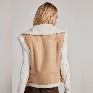 Tan Shearling Vest for Women thumbnail 3