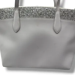 Kate Spade Tote Bag Womens Grey Saffiano Leather Silver Glitter‎ Trim Zip Top thumbnail 10