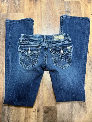 Miss Me Dark Blue Bootcut Jeans with Flap Back Pockets thumbnail 2