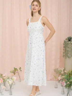 Last One!! Floral Stripe Clip Dot Sleeveless Maxi Dress. Size Small thumbnail 6