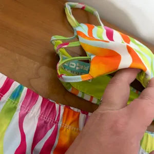 Love 83‎ Swim Neon Rainbow Zebra Bikini Set High Waist Bandeau Medium thumbnail 3