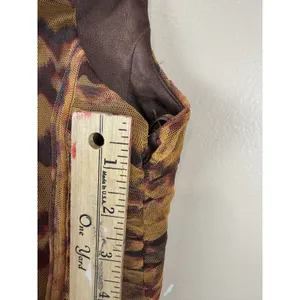 NWT Zara Mesh Corset Top Bustier Size M Brown Geometric Print Y2K Boho Chic thumbnail 9