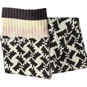 VTG‎ Juicy Couture Y2K 100% Wool Scarf Brown, Cream, Pink 74" x 8" thumbnail 1