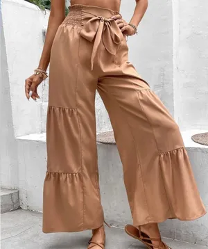 Sason-Wide leg Tiered Pants with Attached Belt-Sz Med. thumbnail 3