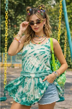 Vtg 90s In Gear L Large Tunic Top Dress‎ Tie Dye USA Whimsy Fairycore Balletcore thumbnail 1