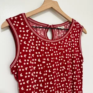 MAX STUDIO | Red White Polka Dot Butterfly Sleeveless‎ Keyhole Mini Dress, S thumbnail 3