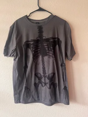Romwe Charcoal X-Ray Skeleton Graphic Tee thumbnail 1
