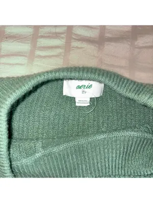 Aerie Cozy Ribbed Knit Crewneck Sweater RN: 54485 In Green, Woman’s Size Small thumbnail 3