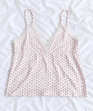 Brandy Melville Heart Print Lace Cami thumbnail 1