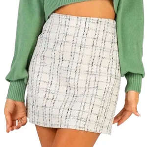 Princess Polly Tweed Mini Skirt Caroline Ivory Black Size 4 thumbnail 1