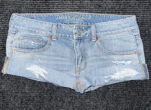 American Eagle VTG Y2K Low Rise Micro Mini Jean Booty Shorts Sz 6 Grunge Preppy thumbnail 1