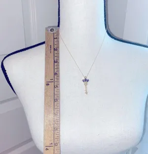 Silver & periwinkle crown key necklace thumbnail 3
