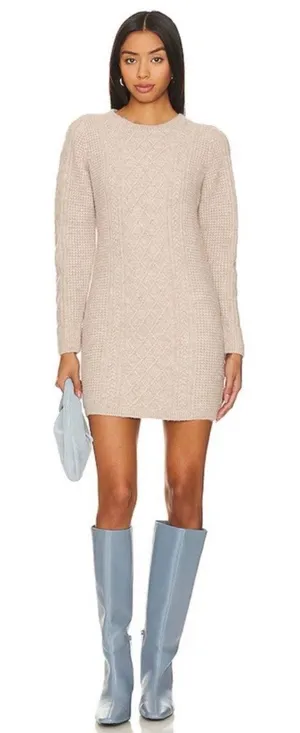 525 America Tessa Cable Knit Sweater Dress Beige‎ Cashew Heather Revolve thumbnail 1