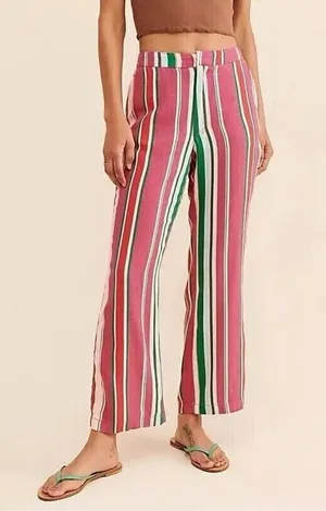 Free People Women's La Paz Pants Striped Size 2 thumbnail 1