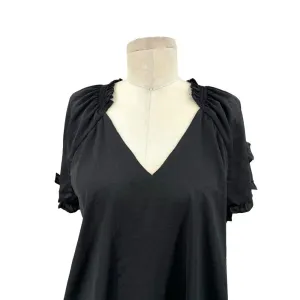 Current Air Los‎ Angeles Black Ruffle Short Sleeve Blouse Size Small thumbnail 2
