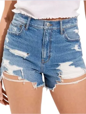 American Eagle Women’s Highest Rise ‘90 Boyfriend Shorts 3” Distressed 12 thumbnail 1