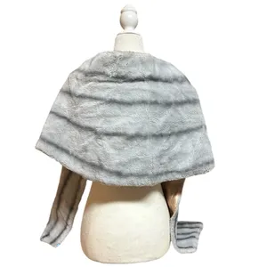 Vintage Faux Fur Stole Cream Gray 1960’s Winter Formal Cocktail Dress thumbnail 4