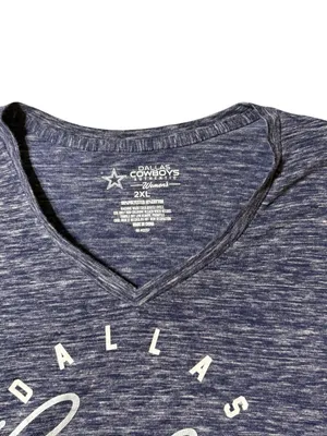 National Football League Dallas Cowboys 2XL Gray Heather Long Sleeve V-Neck Graphic Tee Shirt Top thumbnail 2