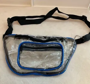 Clear Mini Belt Bag with Blue Trim thumbnail 1