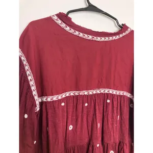 Cato Peasant Top Women L Burgundy Good Embroidered Tiered Babydoll Boho thumbnail 8