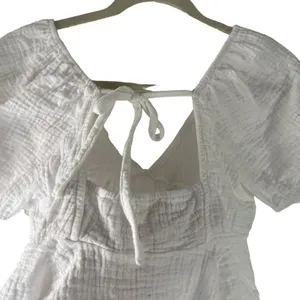 Miami Women's Size Medium White Gauze Cottage Beach Cropped‎ Babydoll Top thumbnail 4
