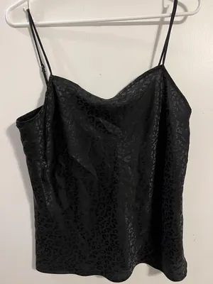 Black Cheetah Print Cowl Neck Tank thumbnail 1