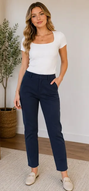 Old Navy Navy Straight-Leg Women's Pants thumbnail 1
