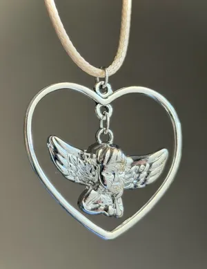 Handmade vintage antique fairy angel cherub heart necklace❤️ thumbnail 1