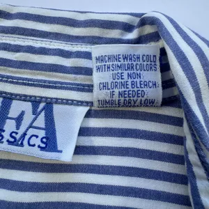 BFA Classics Blue White Striped Shirt Womens Med Petite Star Patriotic‎ Vintage thumbnail 12