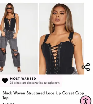 Pretty Little Thing Black Lace Up Corset Top thumbnail 2