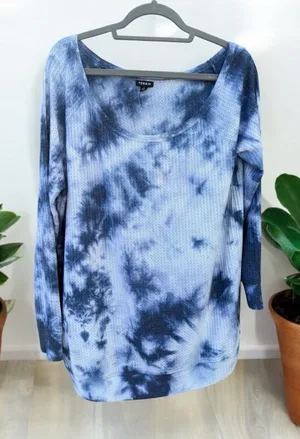 Torrid 1X Tie-Dye Waffle Knit Top thumbnail 1