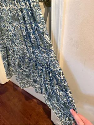 Max Studio Blue Floral V-Neck Smocked Maxi Dress thumbnail 8