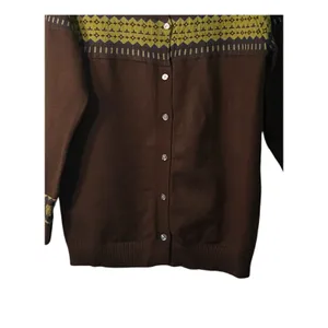 Misslook Sweater Size M Green Brown Fair Isle Button Up Cardigan Long Sleeve Y2K thumbnail 7