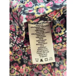 Denim & Company M Quilted Blue Floral Print Puffy Vest Pocketed Snap Button thumbnail 6