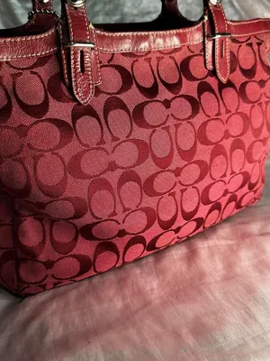 RARE Vintage Y2K Coach Signature Burgundy Tote and Matching Wallet thumbnail 2