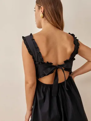 Reformation Lilah black tie back mini sleeveless dress thumbnail 2